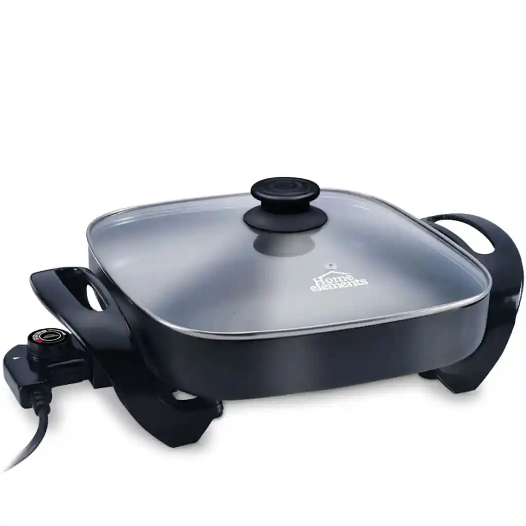 Sartén Eléctrico Cuadrado Home Elements - Negro Antiadherente