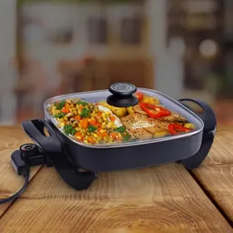 Sartén Eléctrico Cuadrado Home Elements - Negro Antiadherente