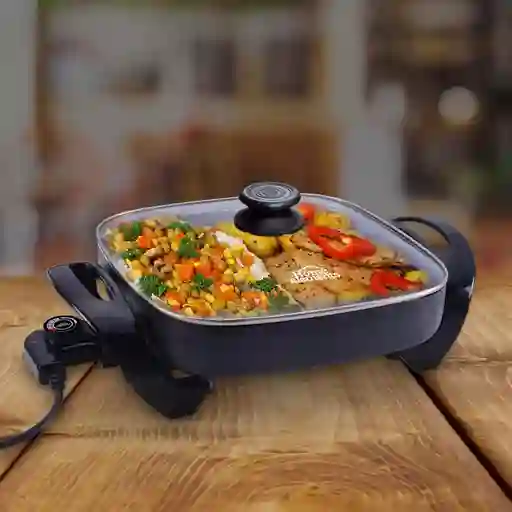 Sartén Eléctrico Cuadrado Home Elements - Negro Antiadherente