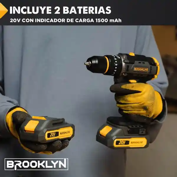 Taladro Percutor Brooklyn Inalambrico 50/60 Hz + 2 Bate 20v