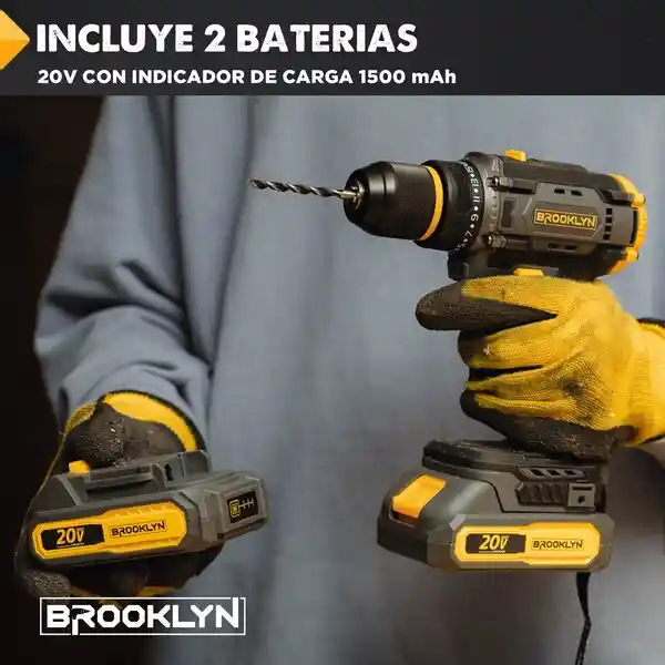 Taladro Atornillador Brooklyn Inalambrico 50/60 Hz + 2 Bat 20v