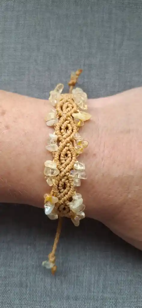 Pulsera De Macramé De Citrino Picada, Joyería Con Piedras Preciosas Naturales, Pulsera De Yoga Para Hombre/mujer, Joyería De Cristal Boho, Pulsera Tejida