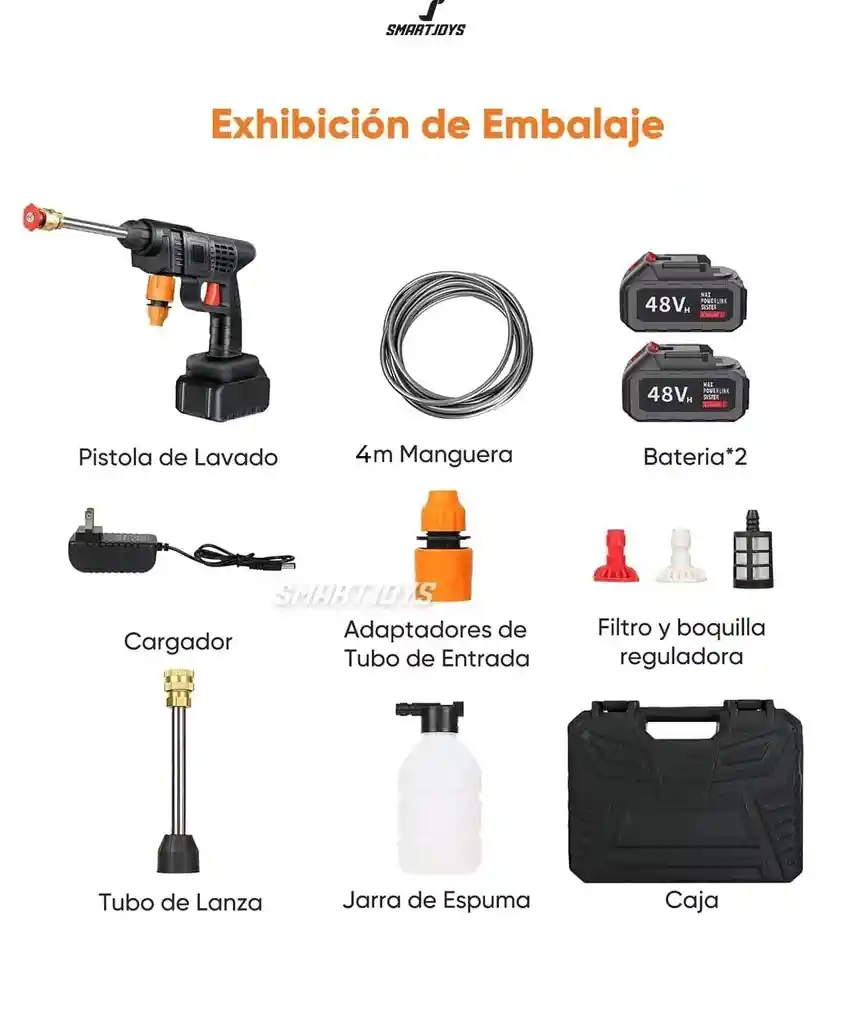 Hidrolavadora Portátil Inalámbrica 2 Baterias 48v Recargable