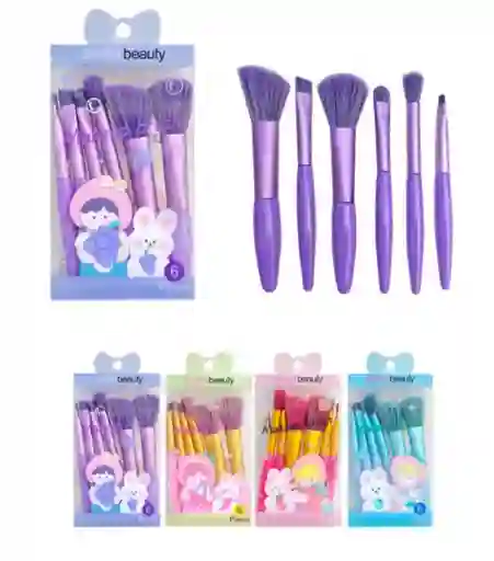 💜 Set De Brochas De Maquillaje 6 Piezas - Sweet Beauty 💜