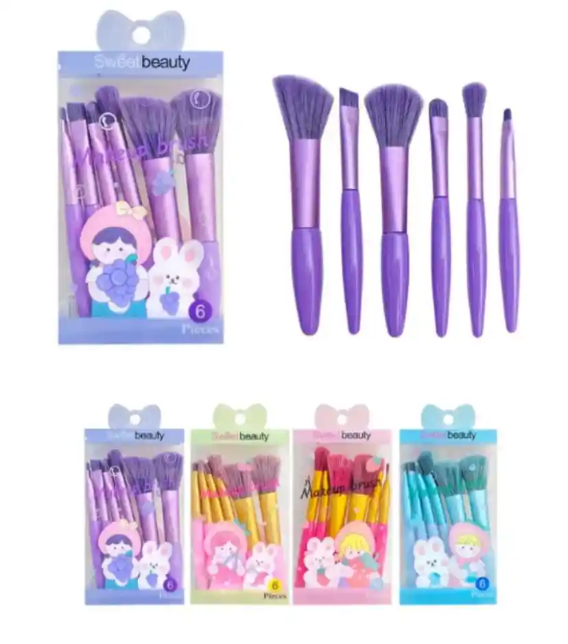 💜 Set De Brochas De Maquillaje 6 Piezas - Sweet Beauty 💜