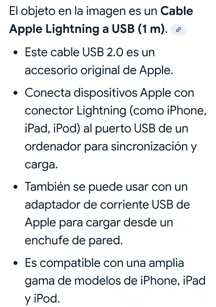 Cable Lightning To Usb Apple De 1 Metro