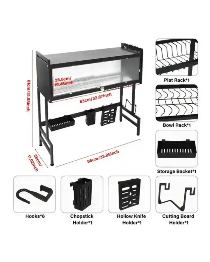 Escurridor Platos Cocina Con Gabinete Color Negro