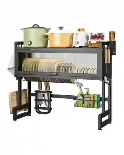 Escurridor Platos Cocina Con Gabinete Color Negro
