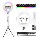 Aro De Luz 45 Cm Rgb Led Tripode Profesional Control Remoto Color De La Estructura Negro