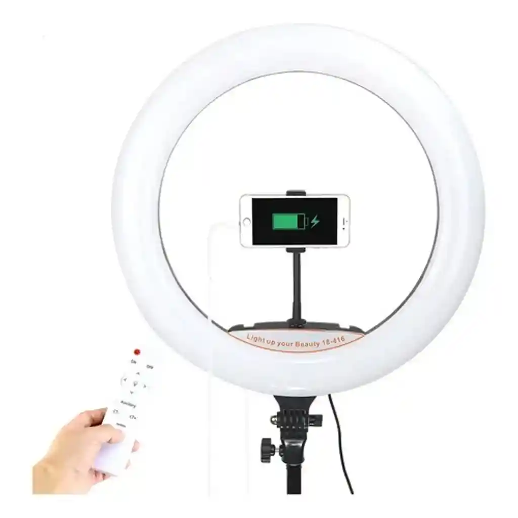 Aro De Luz 45 Cm Rgb Led Tripode Profesional Control Remoto Color De La Estructura Negro