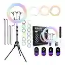 Aro De Luz 45 Cm Rgb Led Tripode Profesional Control Remoto Color De La Estructura Negro