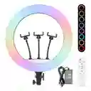 Aro De Luz 45 Cm Rgb Led Tripode Profesional Control Remoto Color De La Estructura Negro