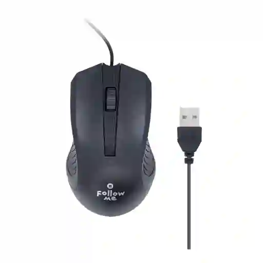 Mouse Usb Alámbrico Follow Me Sc154 Óptico Ergonómico Negro
