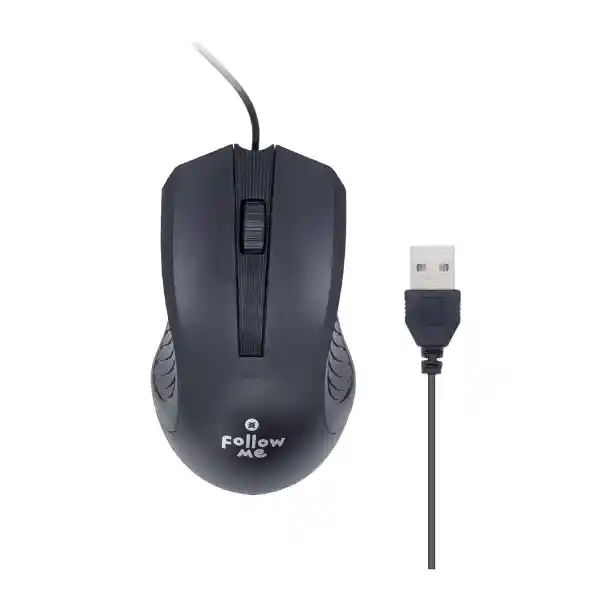 Mouse Usb Alámbrico Follow Me Sc154 Óptico Ergonómico Negro