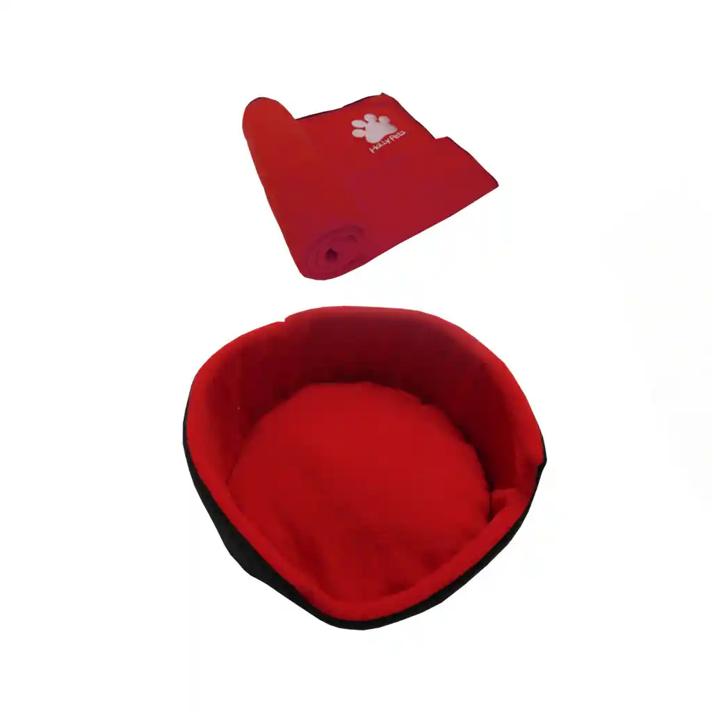 Cama Para Gato Grande + Cobija Térmica Grande Rojo