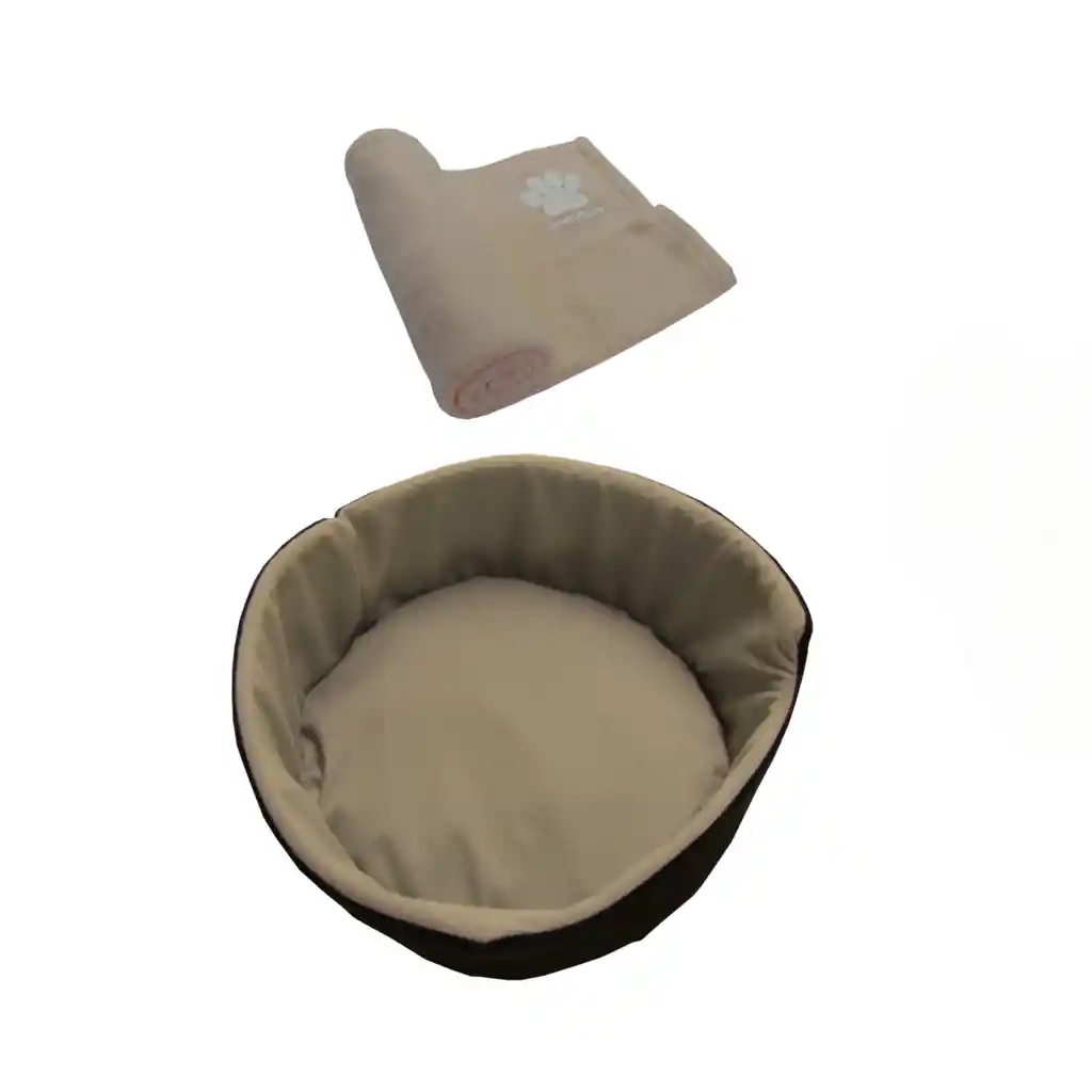 Cama Para Gato Grande + Cobija Térmica Grande Beige