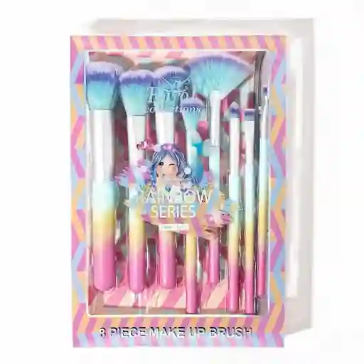 Set De Brochas De Maquillaje Rainbow + Cosmetiquera Engol ✨