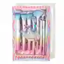 Set De Brochas De Maquillaje Rainbow + Cosmetiquera Engol ✨