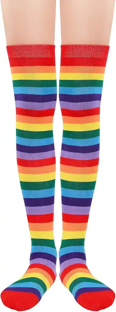 Medias Rayadas Rayas Disfraz Mujer Multicolor Arcoiris