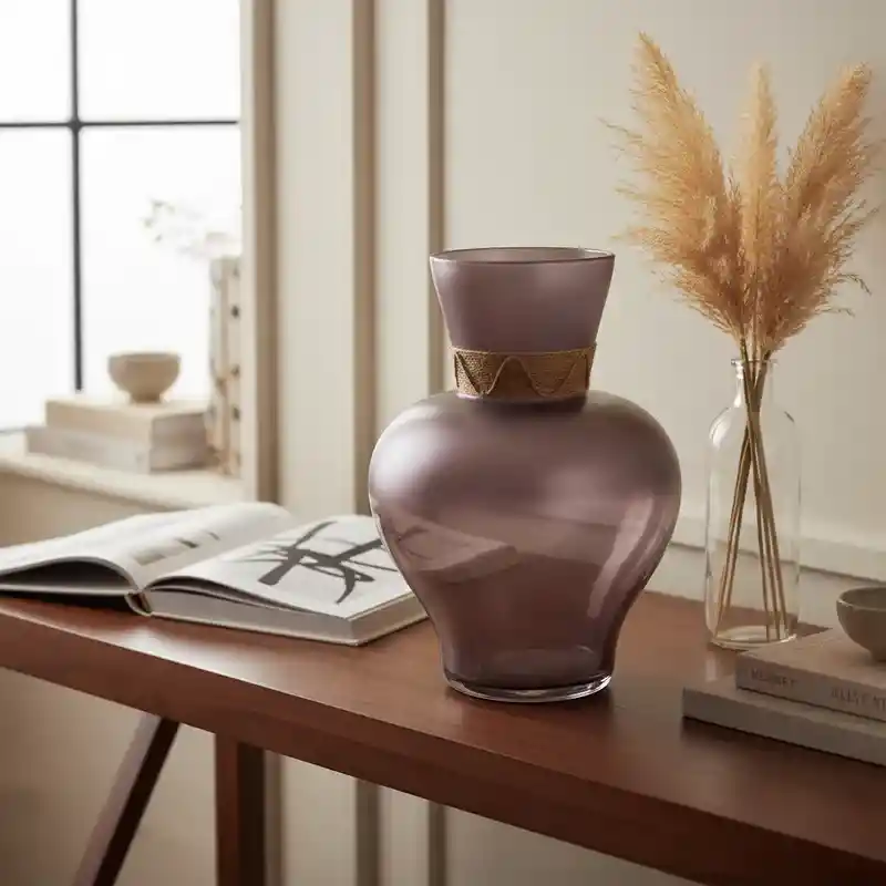 Florero Jarrón De Cristal Color Púrpura Difuminado (amalfi)