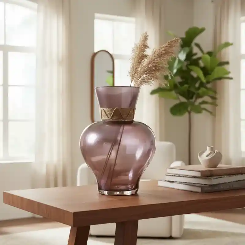 Florero Jarrón De Cristal Color Púrpura Difuminado (amalfi)