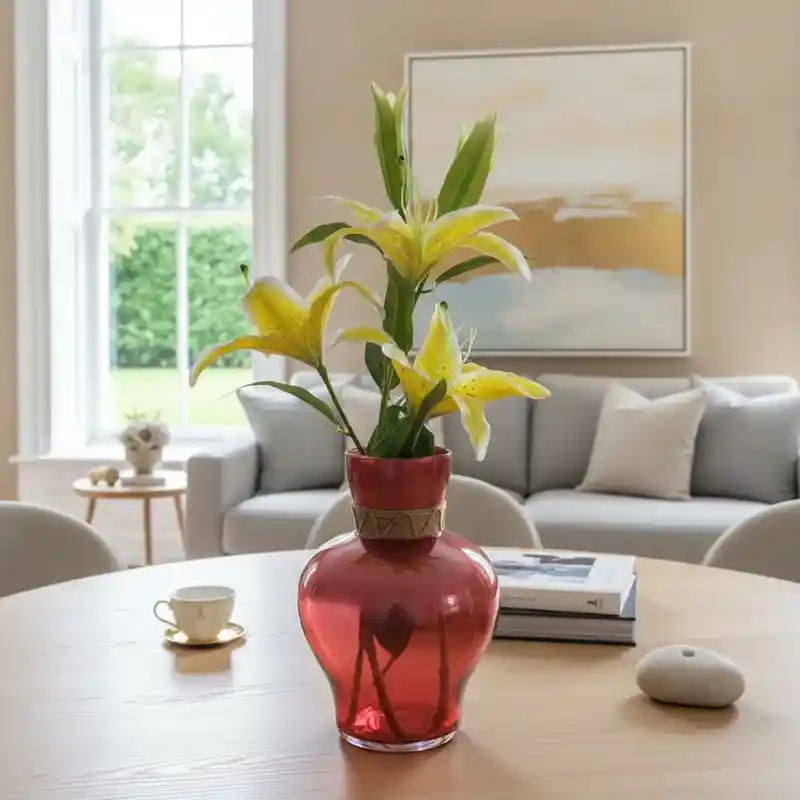 Florero Jarron De Cristal Color Rojo Difuminado (amalfi)