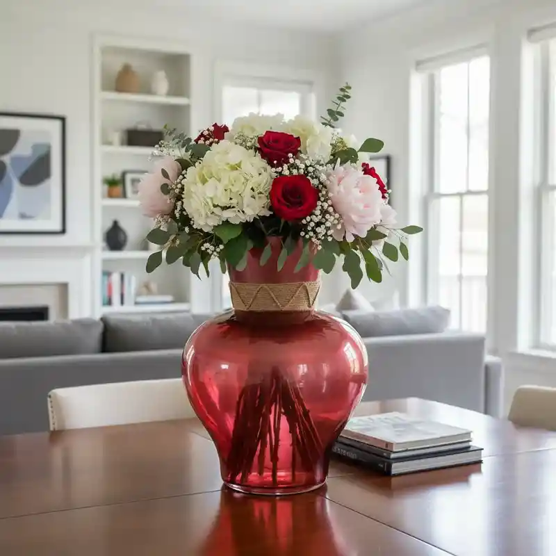Florero Jarron De Cristal Color Rojo Difuminado (amalfi)
