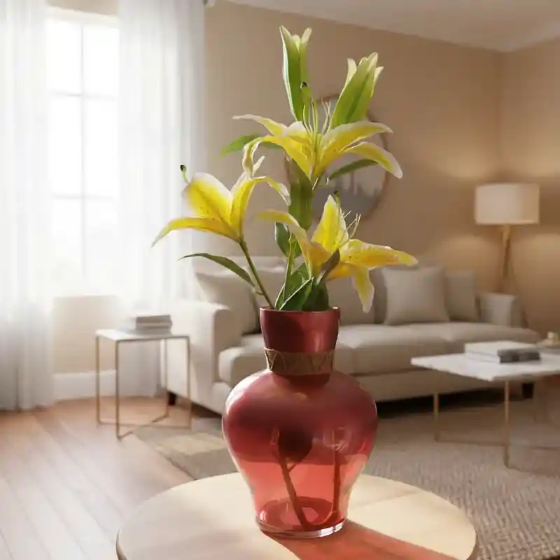 Florero Jarron De Cristal Color Rojo Difuminado (amalfi)