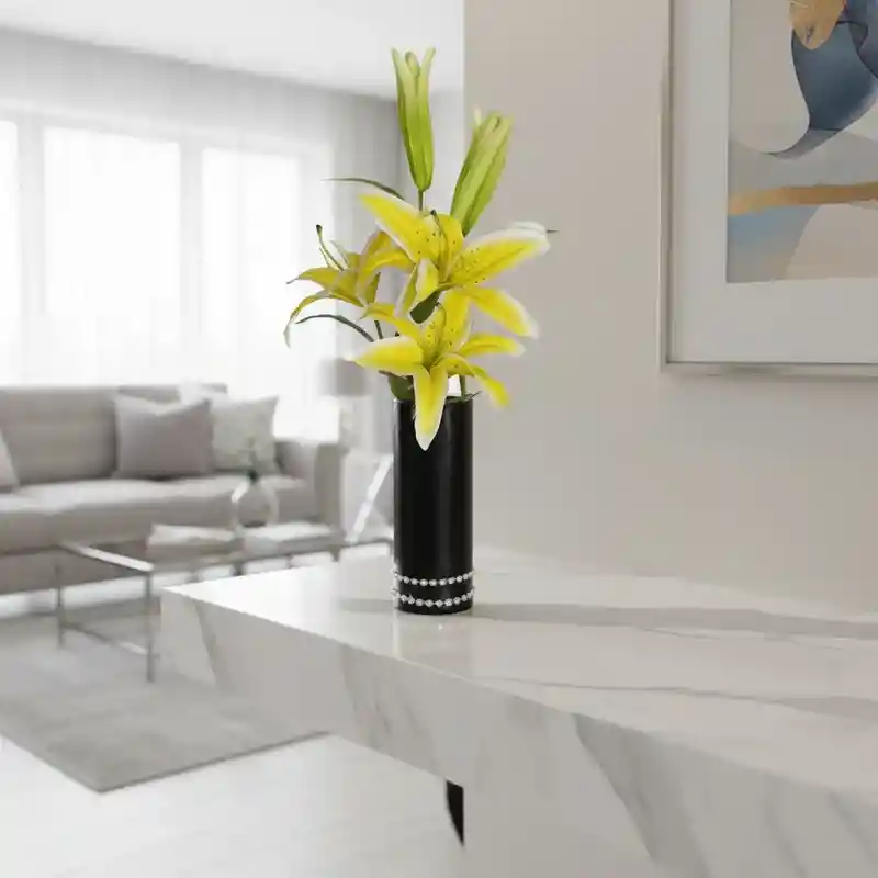 Florero Jarrón De Cristal Color Negro (budapest)