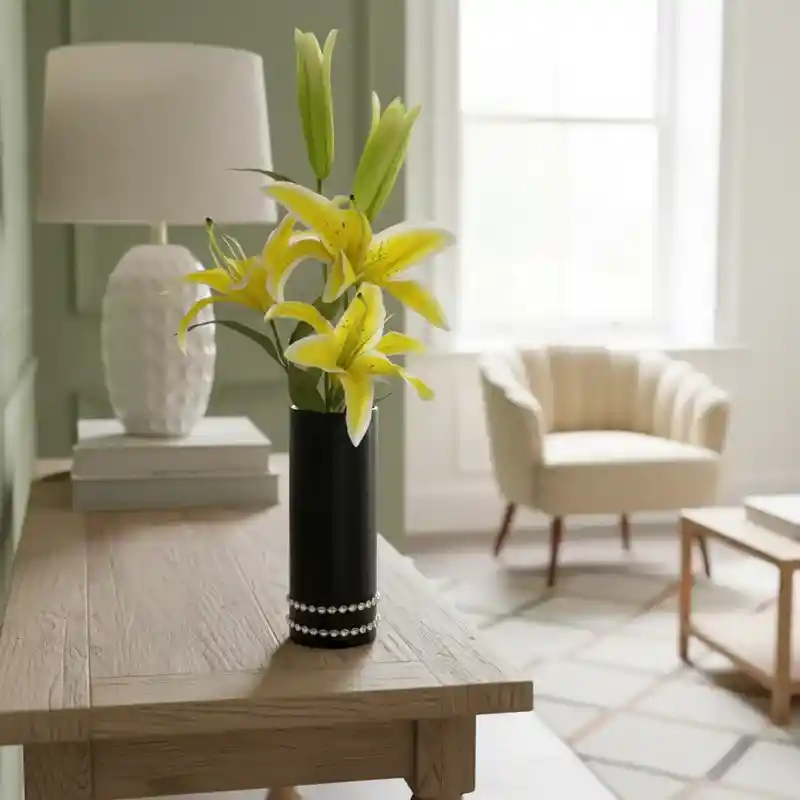 Florero Jarrón De Cristal Color Negro (budapest)