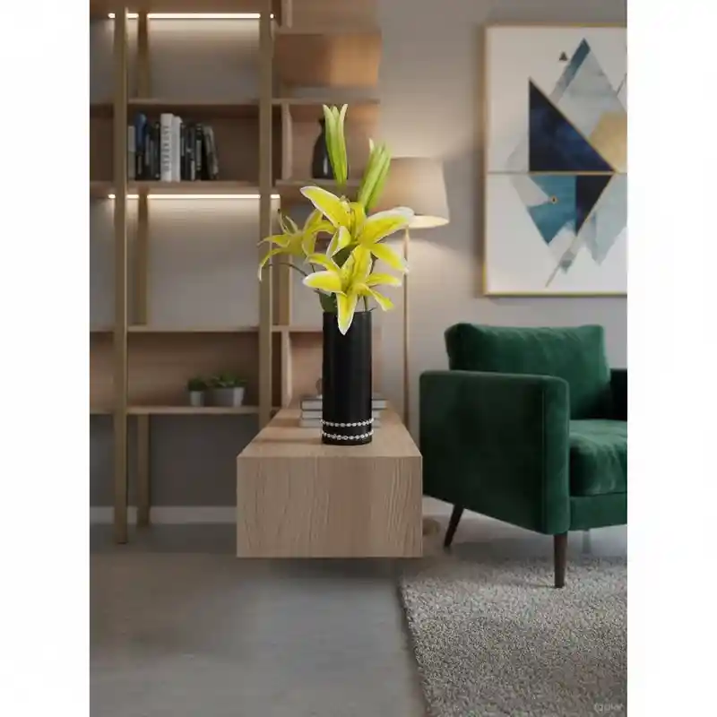 Florero Jarrón De Cristal Color Negro (budapest)