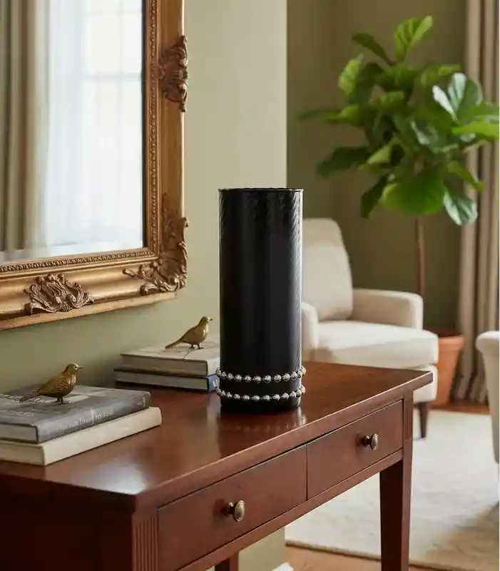 Florero Jarrón De Cristal Color Negro (budapest)