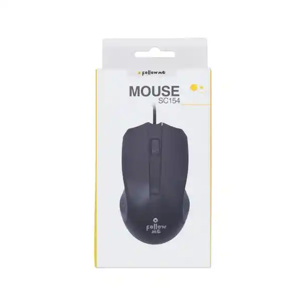 Mouse Usb Alámbrico Follow Me Sc154 Óptico Ergonómico Negro