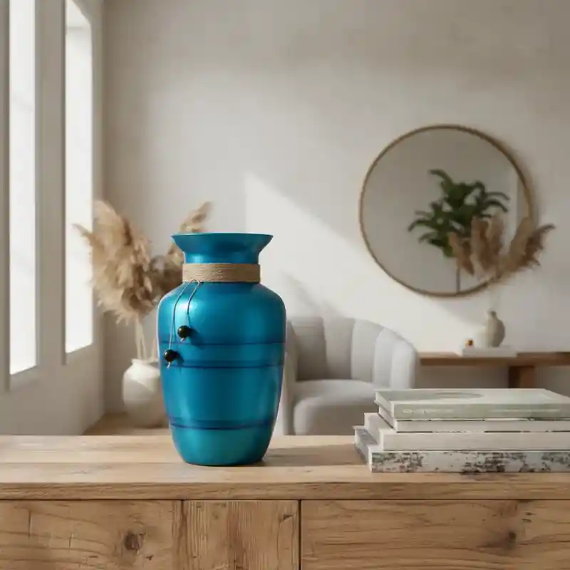 Florero Jarrón De Cristal Color Azul (nice)