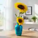 Florero Jarrón De Cristal Color Azul (nice)