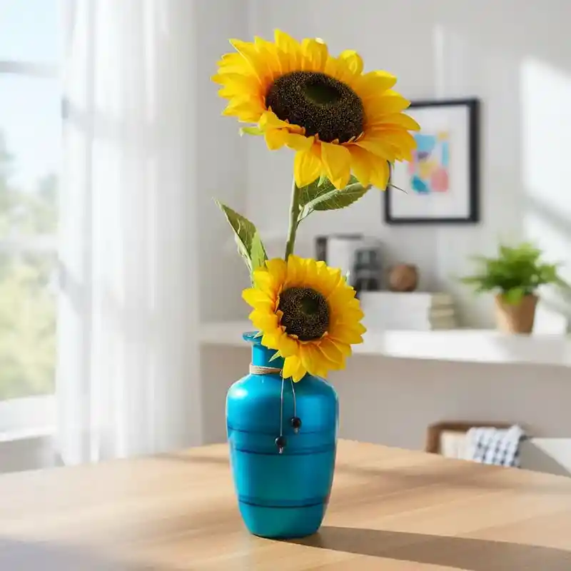 Florero Jarrón De Cristal Color Azul (nice)