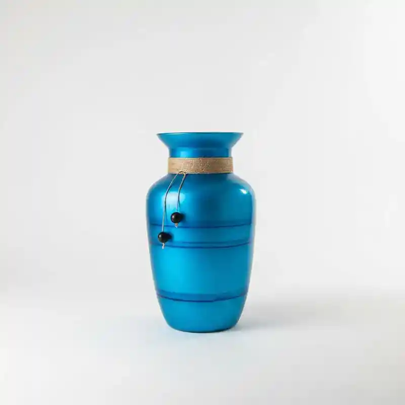 Florero Jarrón De Cristal Color Azul (nice)