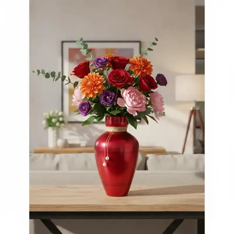 Florero Jarrón De Cristal Color Rojo (toulon)