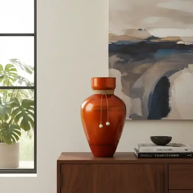 Florero Jarrón De Cristal Color Naranja (toulon)