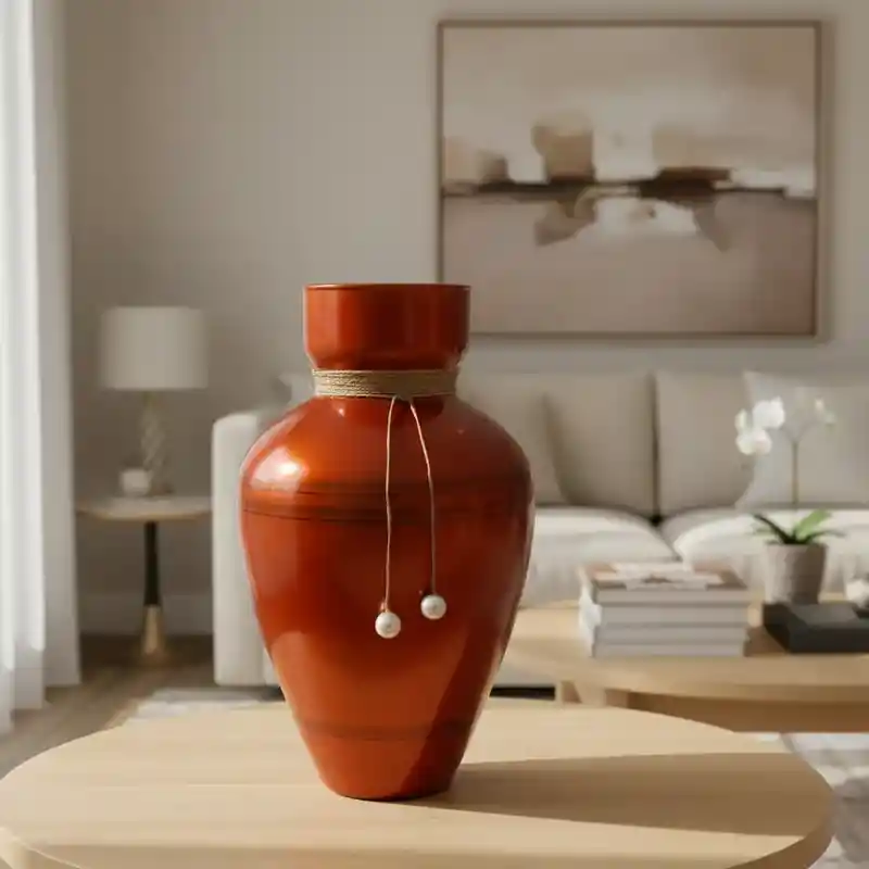 Florero Jarrón De Cristal Color Naranja (toulon)