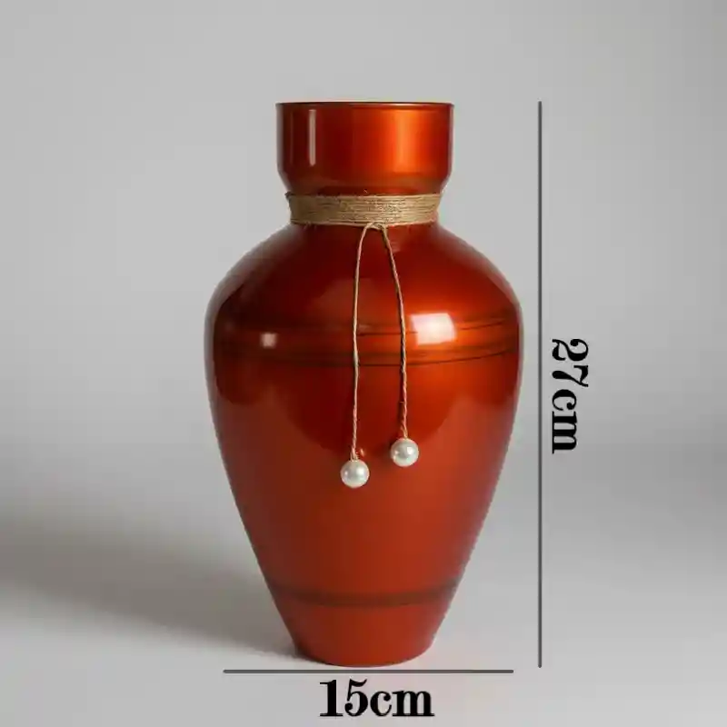 Florero Jarrón De Cristal Color Naranja (toulon)