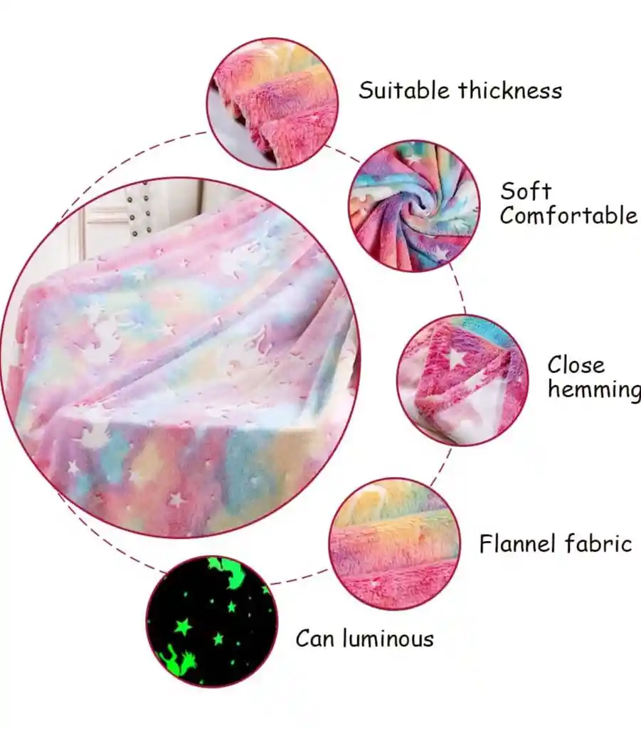 Cobija Para Niños Luminosa Felpa Suave Grande 200x150 Cm
