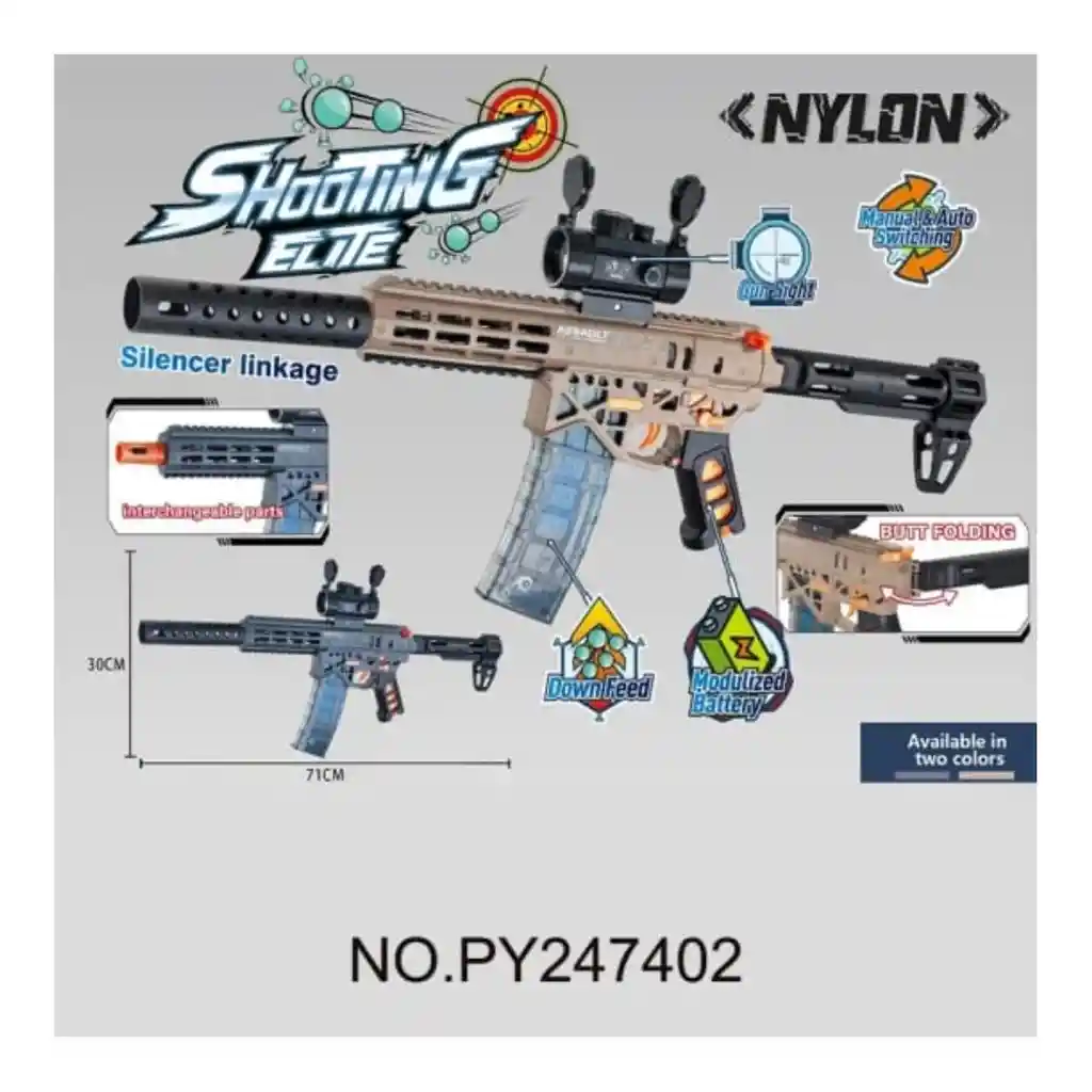 Juguete Lanzador Eléctrico De Hidrogel Shooting Elite 71 Cm Con Accesorios