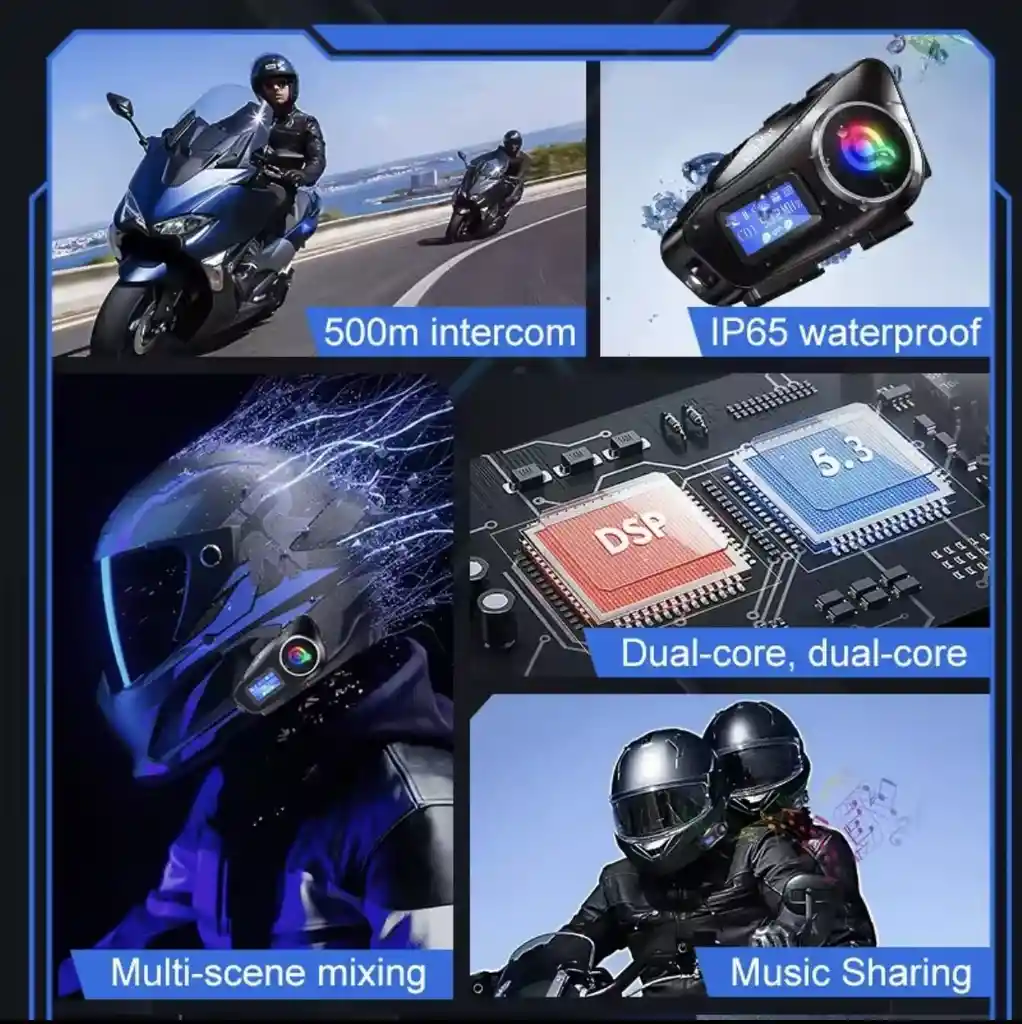 Intercomunicador Q58-max Bluetooth Casco Moto Fm Música 25hr