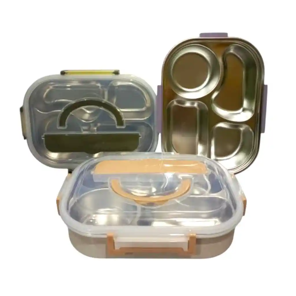 Porta Comidas Contenedor 4 Espacios Con Cubiertor