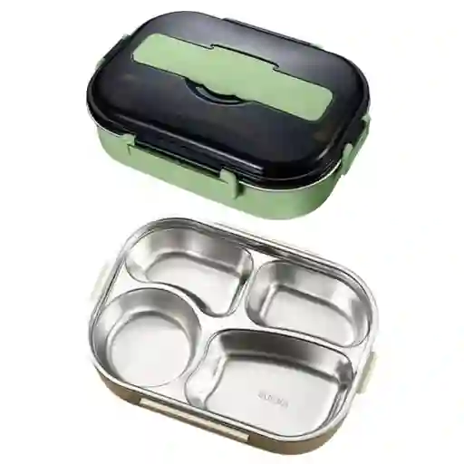 Porta Comidas Contenedor 4 Espacios Con Cubiertor