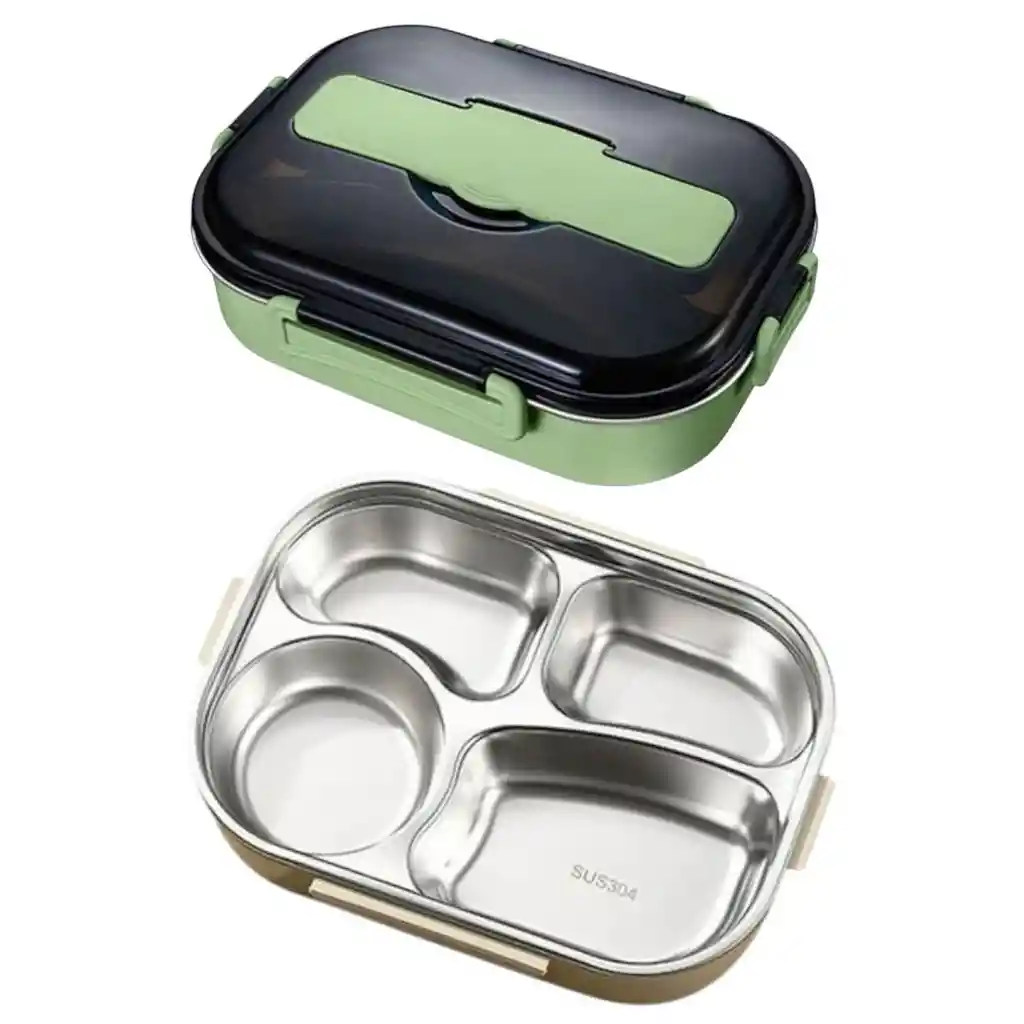 Porta Comidas Contenedor 4 Espacios Con Cubiertor