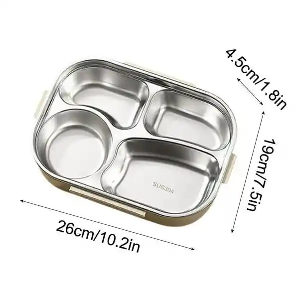 Porta Comidas Contenedor 4 Espacios Con Cubiertor
