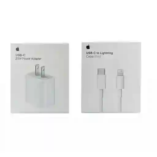Cargador Adaptador 20w Iphone Tipo C + Cable Iphone Usb C A Lightning De 1 Metro 1.1 Iphone