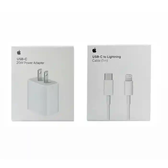 Cargador Adaptador 20w Iphone Tipo C + Cable Iphone Usb C A Lightning De 1 Metro 1.1 Iphone